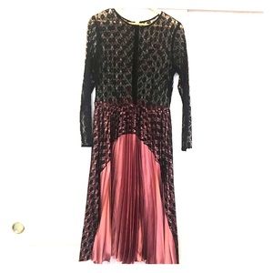 ASOS Black and Pink Satin Lace Detail Dress